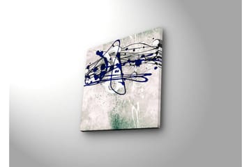 Lerretsbilde med LED-belysning 28x28 cm - Abstrakt komposisjon med blå og svarte linjer på en lys bakgrunn - Blå / Svart / Grønn - Interiør - Maleri & posters - Lerretsbilder