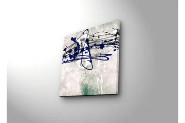 Lerretsbilde med LED-belysning 28x28 cm - Abstrakt komposisjon med blå og svarte linjer på en lys bakgrunn - Blå / Svart / Grønn - Interiør - Maleri & posters - Lerretsbilder