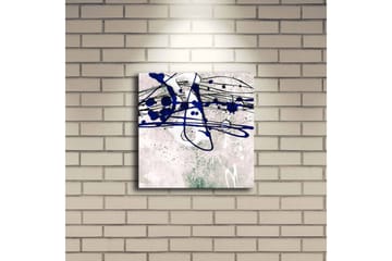 Lerretsbilde med LED-belysning 28x28 cm - Abstrakt komposisjon med blå og svarte linjer på en lys bakgrunn - Blå / Svart / Grønn - Interiør - Maleri & posters - Lerretsbilder