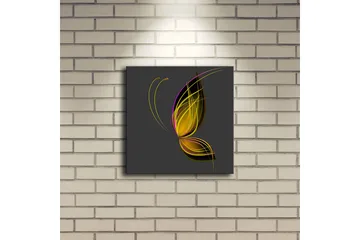 Lerretsbilde med LED-belysning 28x28 cm - Elegant sommerfugl med abstrakte linjer - Gull / Lilla / Svart - Interiør - Maleri & posters - Lerretsbilder