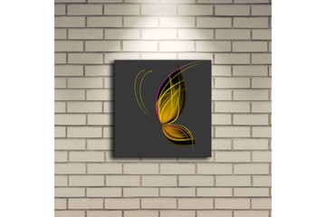 Lerretsbilde med LED-belysning 28x28 cm - Elegant sommerfugl med abstrakte linjer - Gull / Lilla / Svart - Interiør - Maleri & posters - Lerretsbilder