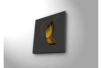 Lerretsbilde med LED-belysning 28x28 cm - Elegant sommerfugl med abstrakte linjer - Gull / Lilla / Svart - Interiør - Maleri & posters - Lerretsbilder