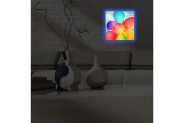 Lerretsbilde med LED-belysning 28x28 cm - Fargerik samling av ballonger - Rød / Blå / Grønn - Interiør - Maleri & posters - Lerretsbilder