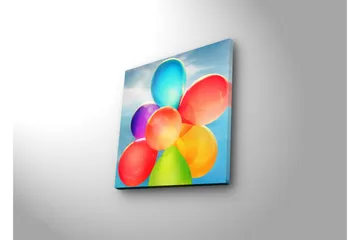 Lerretsbilde med LED-belysning 28x28 cm - Fargerik samling av ballonger - Rød / Blå / Grønn - Interiør - Maleri & posters - Lerretsbilder