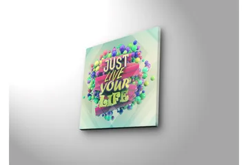 Lerretsbilde med LED-belysning 28x28 cm - Fargerik typografi med inspirerende budskap - Grønn / Rosa / Lilla - Interiør - Maleri & posters - Lerretsbilder