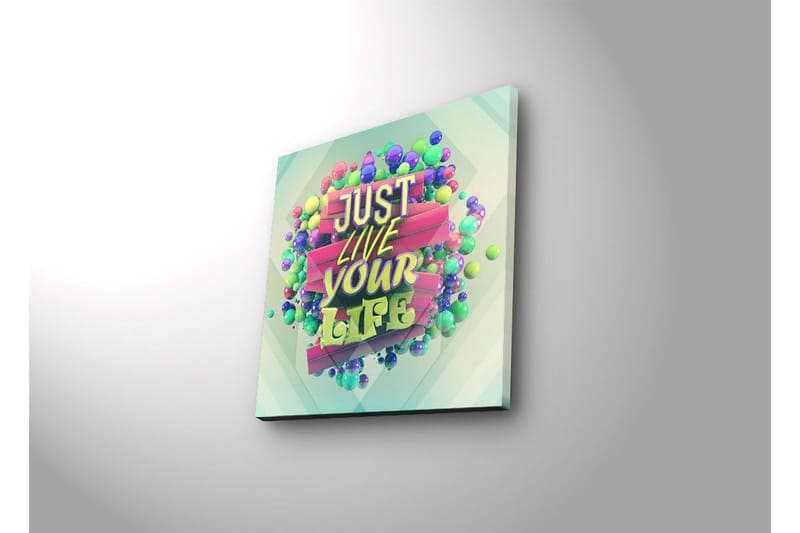 Lerretsbilde med LED-belysning 28x28 cm - Fargerik typografi med inspirerende budskap - Grønn / Rosa / Lilla - Interiør - Maleri & posters - Lerretsbilder