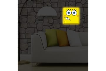 Lerretsbilde med LED-belysning 28x28 cm - Glad og uttrykksfull soppfigur med store øyne - Gul / Blå / Svart - Interiør - Maleri & posters - Lerretsbilder