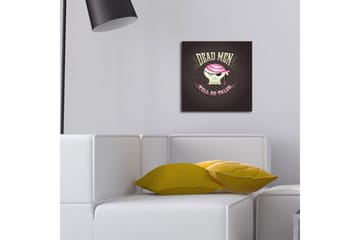 Lerretsbilde med LED-belysning 28x28 cm - Hodeskalle med pirathatt og teksten DEAD MEN TELL NO TALES - Grønn / Rosa / Svart - Interiør - Maleri & posters - Lerretsbilder