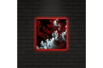 Lerretsbilde med LED-belysning 28x28 cm - Lys og mørk skog med røde og hvite elementer - Rød / Hvit - Interiør - Maleri & posters - Lerretsbilder