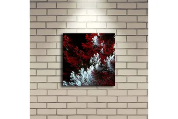 Lerretsbilde med LED-belysning 28x28 cm - Lys og mørk skog med røde og hvite elementer - Rød / Hvit - Interiør - Maleri & posters - Lerretsbilder