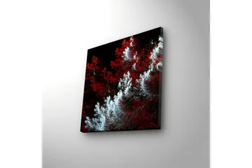 Lerretsbilde med LED-belysning 28x28 cm - Lys og mørk skog med røde og hvite elementer - Rød / Hvit - Interiør - Maleri & posters - Lerretsbilder
