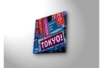 Lerretsbilde med LED-belysning 28x28 cm - Neonlys med teksten TOKYO! - Rosa / Blå / Rød - Interiør - Maleri & posters - Lerretsbilder