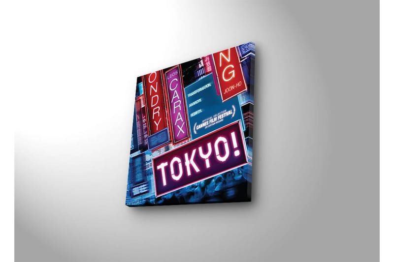 Lerretsbilde med LED-belysning 28x28 cm - Neonlys med teksten TOKYO! - Rosa / Blå / Rød - Interiør - Maleri & posters - Lerretsbilder