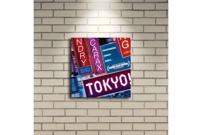 Lerretsbilde med LED-belysning 28x28 cm - Neonlys med teksten TOKYO! - Rosa / Blå / Rød - Interiør - Maleri & posters - Lerretsbilder