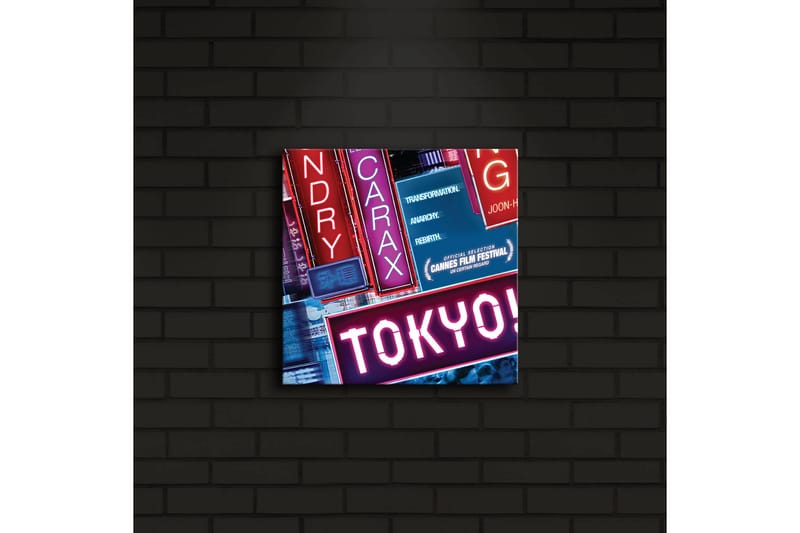 Lerretsbilde med LED-belysning 28x28 cm - Neonlys med teksten TOKYO! - Rosa / Blå / Rød - Interiør - Maleri & posters - Lerretsbilder