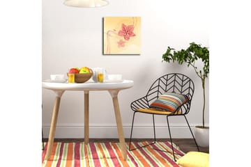 Lerretsbilde med LED-belysning 28x28 cm - Rosa blomster i en myk og lys komposisjon - Rosa / Gul / Beige - Interiør - Maleri & posters - Lerretsbilder