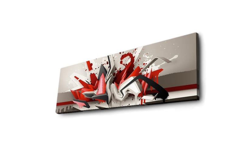 Lerretsbilde med LED-belysning 30x90 cm - Abstrakt komposisjon med dynamiske former i rødt og svart - Rød / Svart / Hvit - Interiør - Maleri & posters - Lerretsbilder