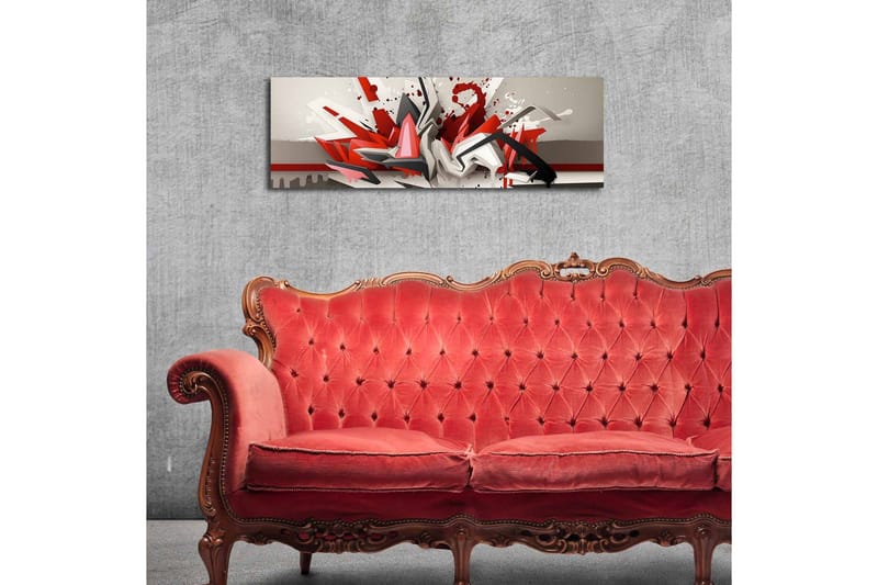 Lerretsbilde med LED-belysning 30x90 cm - Abstrakt komposisjon med dynamiske former i rødt og svart - Rød / Svart / Hvit - Interiør - Maleri & posters - Lerretsbilder
