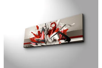 Lerretsbilde med LED-belysning 30x90 cm - Abstrakt komposisjon med dynamiske former i rødt og svart - Rød / Svart / Hvit - Interiør - Maleri & posters - Lerretsbilder