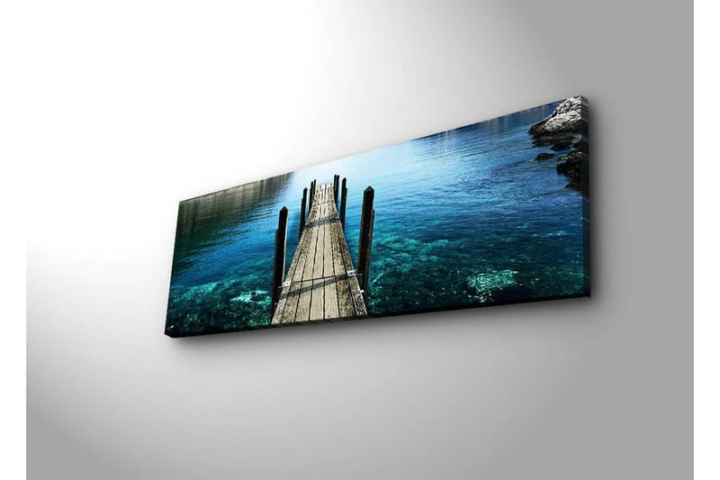 Lerretsbilde med LED-belysning 30x90 cm - Brygge som strekker seg over klart vann - Blå / Grønn / Brun - Interiør - Maleri & posters - Lerretsbilder