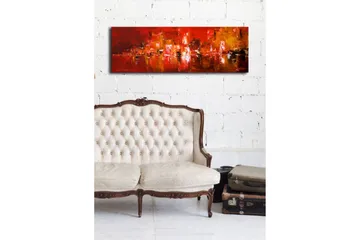 Lerretsbilde med LED-belysning 30x90 cm - Fargerik abstrakt komposisjon med elementer av rødt og oransje - Rød / Oransje / Svart - Interiør - Maleri & posters - Lerretsbilder