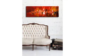 Lerretsbilde med LED-belysning 30x90 cm - Fargerik abstrakt komposisjon med elementer av rødt og oransje - Rød / Oransje / Svart - Interiør - Maleri & posters - Lerretsbilder