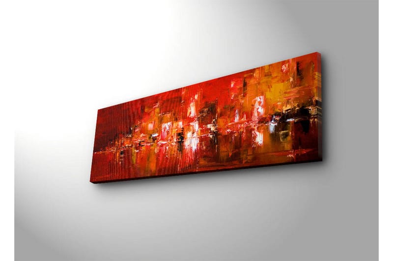 Lerretsbilde med LED-belysning 30x90 cm - Fargerik abstrakt komposisjon med elementer av rødt og oransje - Rød / Oransje / Svart - Interiør - Maleri & posters - Lerretsbilder
