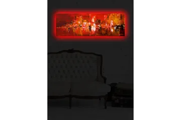 Lerretsbilde med LED-belysning 30x90 cm - Fargerik abstrakt komposisjon med elementer av rødt og oransje - Rød / Oransje / Svart - Interiør - Maleri & posters - Lerretsbilder