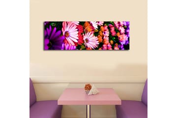 Lerretsbilde med LED-belysning 30x90 cm - Fargerik blomsterbukett - Rosa / Lilla / Grønn - Interiør - Maleri & posters - Lerretsbilder