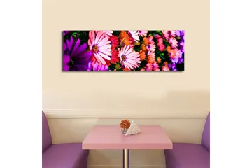 Lerretsbilde med LED-belysning 30x90 cm - Fargerik blomsterbukett - Rosa / Lilla / Grønn - Interiør - Maleri & posters - Lerretsbilder