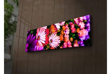 Lerretsbilde med LED-belysning 30x90 cm - Fargerik blomsterbukett - Rosa / Lilla / Grønn - Interiør - Maleri & posters - Lerretsbilder