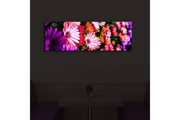 Lerretsbilde med LED-belysning 30x90 cm - Fargerik blomsterbukett - Rosa / Lilla / Grønn - Interiør - Maleri & posters - Lerretsbilder