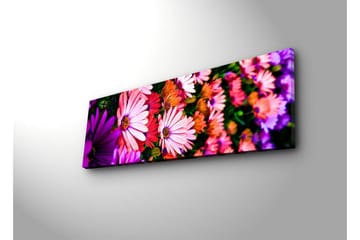 Lerretsbilde med LED-belysning 30x90 cm - Fargerik blomsterbukett - Rosa / Lilla / Grønn - Interiør - Maleri & posters - Lerretsbilder