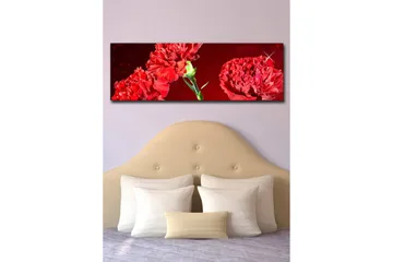 Lerretsbilde med LED-belysning 30x90 cm - Fargerik bukett med nelliker - Rød / Grønn - Interiør - Maleri & posters - Lerretsbilder