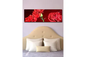 Lerretsbilde med LED-belysning 30x90 cm - Fargerik bukett med nelliker - Rød / Grønn - Interiør - Maleri & posters - Lerretsbilder