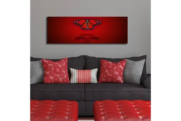 Lerretsbilde med LED-belysning 30x90 cm - Fargerik sommerfugl med detaljerte vinger - Rød / Svart / Oransje - Interiør - Maleri & posters - Lerretsbilder