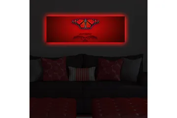 Lerretsbilde med LED-belysning 30x90 cm - Fargerik sommerfugl med detaljerte vinger - Rød / Svart / Oransje - Interiør - Maleri & posters - Lerretsbilder