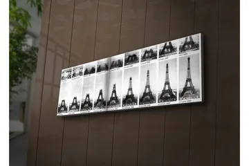 Lerretsbilde med LED-belysning 30x90 cm - Historisk serie av Eiffeltårnet i svart-hvitt - Svart / Hvit - Interiør - Maleri & posters - Lerretsbilder