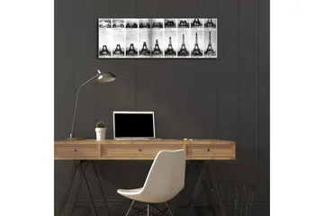 Lerretsbilde med LED-belysning 30x90 cm - Historisk serie av Eiffeltårnet i svart-hvitt - Svart / Hvit - Interiør - Maleri & posters - Lerretsbilder