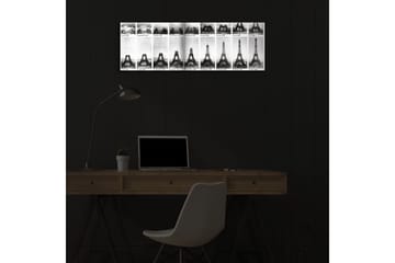 Lerretsbilde med LED-belysning 30x90 cm - Historisk serie av Eiffeltårnet i svart-hvitt - Svart / Hvit - Interiør - Maleri & posters - Lerretsbilder