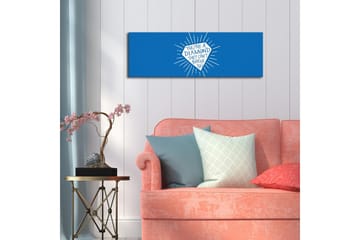 Lerretsbilde med LED-belysning 30x90 cm - Inspirerende sitat om styrke og robusthet i et diamantformet design - Blå / Hvit - Interiør - Maleri & posters - Lerretsbilder