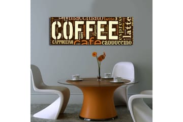 Lerretsbilde med LED-belysning 30x90 cm - Kaffeinspirert kunstverk med ulike kaffeuttrykk i typografi - Mørk brun / Lys brun / Beige - Interiør - Maleri & posters - Lerretsbilder