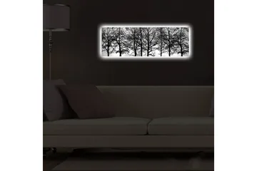 Lerretsbilde med LED-belysning 30x90 cm - Silhuett av tre i svart-hvitt - Svart / Hvit - Interiør - Maleri & posters - Lerretsbilder