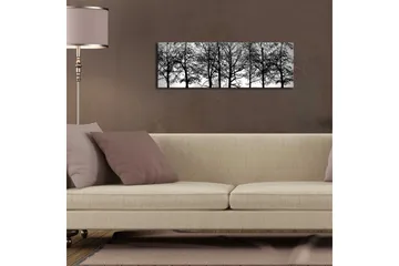 Lerretsbilde med LED-belysning 30x90 cm - Silhuett av tre i svart-hvitt - Svart / Hvit - Interiør - Maleri & posters - Lerretsbilder