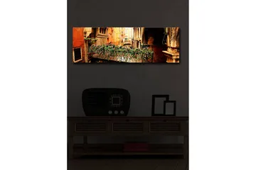 Lerretsbilde med LED-belysning 30x90 cm - Sjarmerende balkong med blomster i en venetiansk bakgate - Terrakotta / Grønn / Rosa - Interiør - Maleri & posters - Lerretsbilder