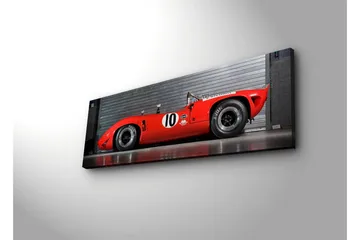 Lerretsbilde med LED-belysning 30x90 cm - Sportsbil i rødt med nummer 10 på siden - Rød / Svart - Interiør - Maleri & posters - Lerretsbilder