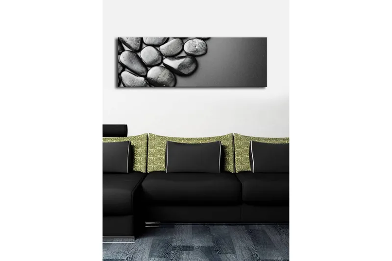 Lerretsbilde med LED-belysning 30x90 cm - Svarte og hvite steiner i en harmonisk komposisjon - Svart / Grå - Interiør - Maleri & posters - Lerretsbilder