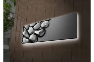 Lerretsbilde med LED-belysning 30x90 cm - Svarte og hvite steiner i en harmonisk komposisjon - Svart / Grå - Interiør - Maleri & posters - Lerretsbilder