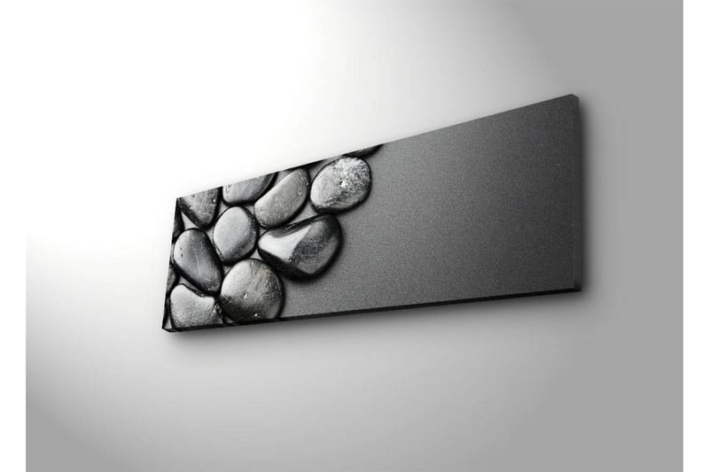Lerretsbilde med LED-belysning 30x90 cm - Svarte og hvite steiner i en harmonisk komposisjon - Svart / Grå - Interiør - Maleri & posters - Lerretsbilder