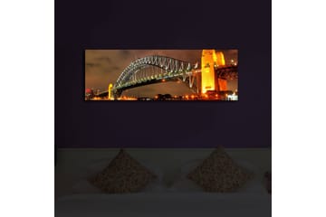 Lerretsbilde med LED-belysning 30x90 cm - Sydney Harbour Bridge i kveldslys - Gull / Grønn / Svart - Interiør - Maleri & posters - Lerretsbilder